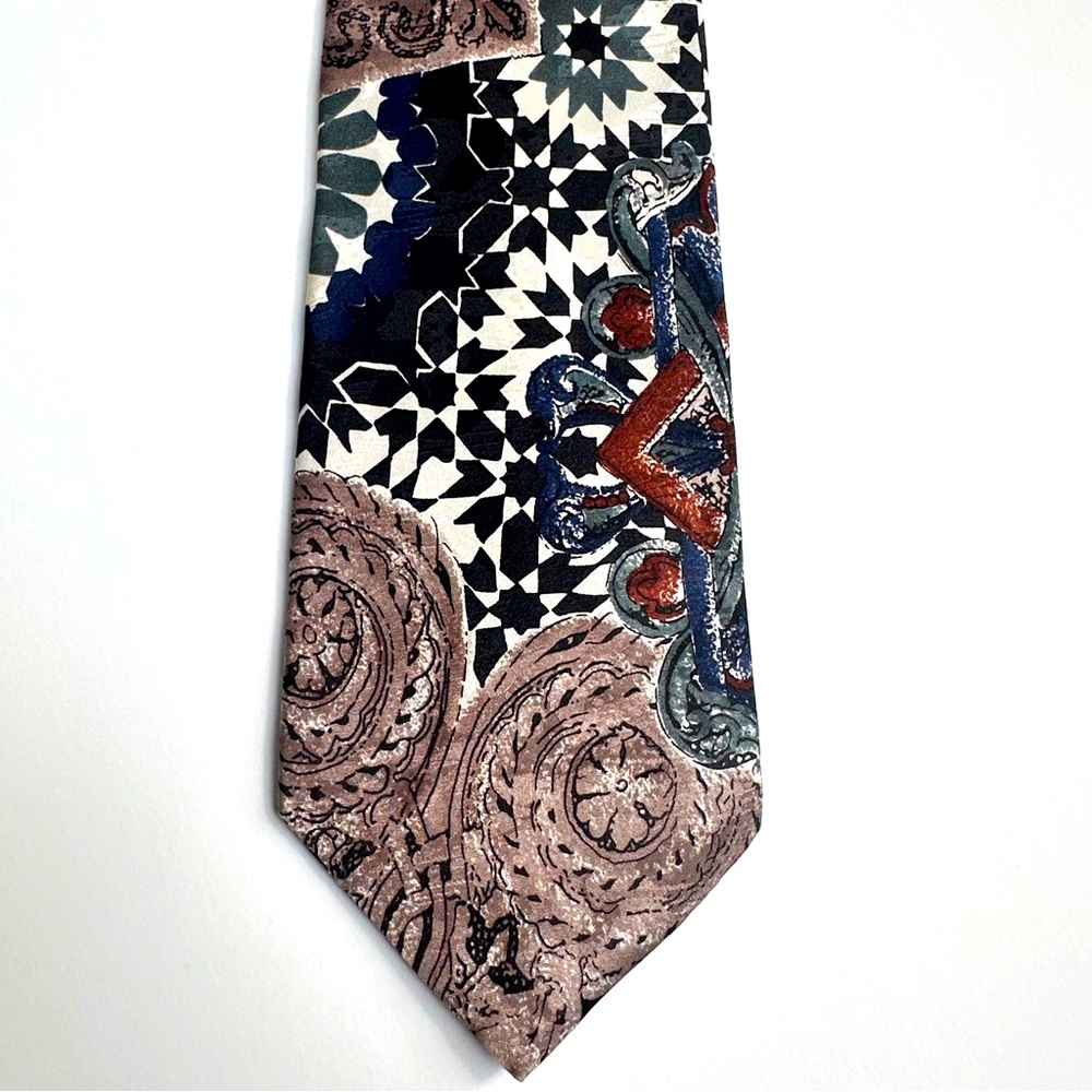 ‘Paul Rodom Couture’ 100% silk Geometric Patterned Tie - Multicolor